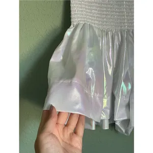 Queen of Sparkles Holographic Iridescent Swing Shorts Size XS White Shimmer thumbnail 4