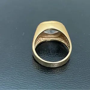 Vintage 18KGERSC Signed Gold-tone Oval CZ Stone Fashion Ring Size 10 thumbnail 14