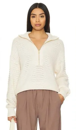 Varley Tara Pointelle Half Zip Sweater S thumbnail 1