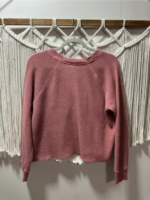 Old Navy Rose Waffle-Knit Henley Sweatshirt thumbnail 5