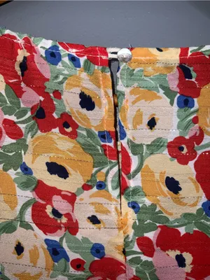 Umgee Floral Puff Sleeve Peplum Top in Red, Yellow, Green & Blue Large thumbnail 6