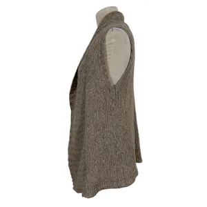 Old Navy Women's M‎ Vintage Knitted Beige Long Vest Cardigan Sweater Wool Blend thumbnail 2