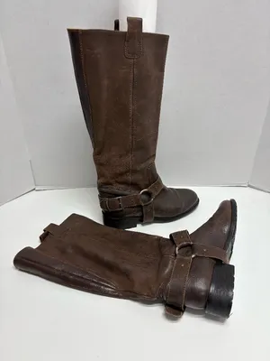 Cole Haan Harness-Style Brown Leather Riding‎ Boots - Size 37.5 thumbnail 1