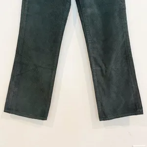 ReDone‎ 70s Loose Flare Pants Size 24 Green Corduroy Trouser Earthy Forest Fairy thumbnail 5