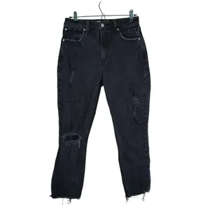 Abercrombie & Fitch Curve Love Mom High Rise Jeans Size 28 (6) Black Grunge Edgy thumbnail 2