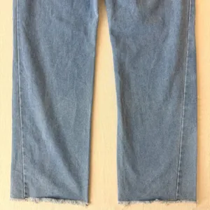 Commense High Rise Wide Leg Raw Hem Jeans Women Medium Light Wash thumbnail 8
