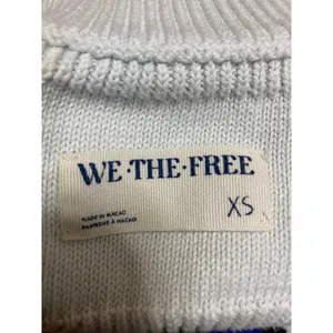 Free People Lyon White Multicolor Striped Turtleneck Long Sleeve Sweater Top XS thumbnail 3