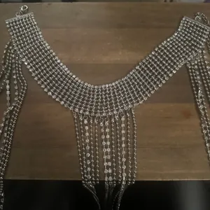 Silver tone rhinestone choker shoulder/body chain necklace thumbnail 5