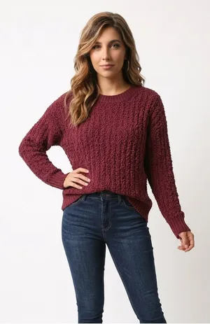 Zenana Premium Maroon Sweater LSWT011 thumbnail 1