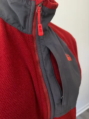 REI Polartec Brick Red w/Grey Fleece Zip Up Jacket thumbnail 4