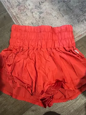 Free people movement way home Red Orange Smocked Waist Mini Skirt thumbnail 4