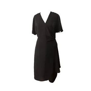 Aritzia BABATON Wallace Black Short-Sleeve Wrap Dress Size Medium thumbnail 2