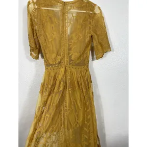 Socialite mustard embroidered lace plunge maxi dress Size Xs 100% Nylon & Cotton thumbnail 9
