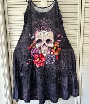 Skull and Floral Graphic Dress thumbnail 1