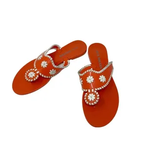 Jack Rogers Navajo Jelly Flat Sandals Orange White Flip Flop Size 7‎ thumbnail 3