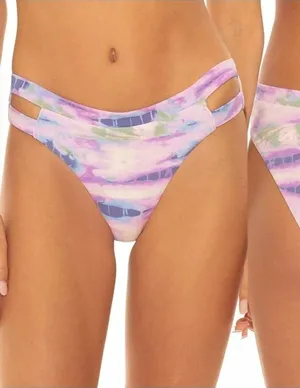 Isabella Rose Purple/Blue Tie Dye Split Strap Bikini‎ Bottom, Medium Purple thumbnail 1