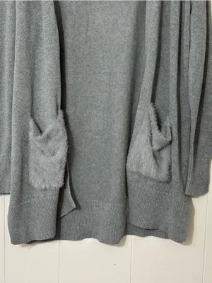 UGG Lauren Cardigan Womens L Gray Longline Open Front Cozy Sweater thumbnail 4