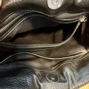 Y2K Abercrombie Black Faux Leather Crossbody Bucket Bag Tortoise Handle Retro thumbnail 7