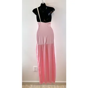Baobab Anna One Shoulder Maxi Dress with Slit Baby Pink Small thumbnail 5