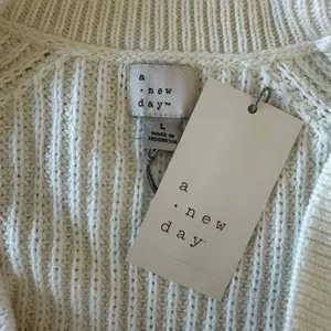 NWT L Cream V-neck sweater A New Day chunky ribbed knit pullover oversized thumbnail 4