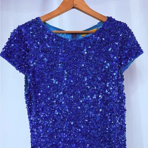 Alice + Olivia Sequin‎ Short Sleeve Mini Dress in Blue Size 4 thumbnail 2