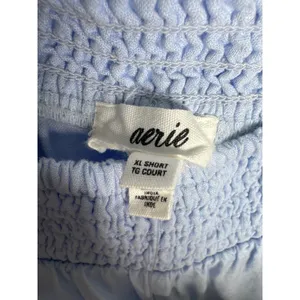 Aerie 2020s Blue Linen Blend Wide Leg Pants XL Elastic Waist Pockets NWT thumbnail 8