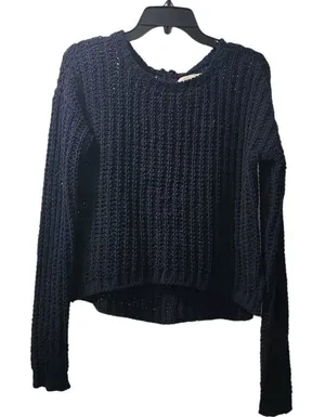 Abercrombie & Fitch Knit Pullover‎ Sweater Half Zip Cropped Black M thumbnail 1