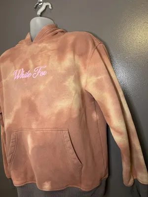 White Fox Hoodie Womens S/M Tie Dye Fleece Pullover Graphic Kangaroo Pocket thumbnail 4