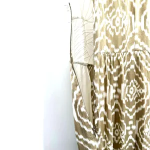 Anthropologie Size‎ 0 Sleeveless Lace Embroidered Maxi Dress Tan & White Pattern thumbnail 4