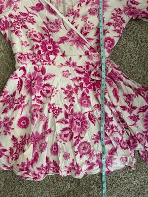 Premier Amour Floral Wrap Mini Dress White Pink Casual Formal Summer 14 thumbnail 7