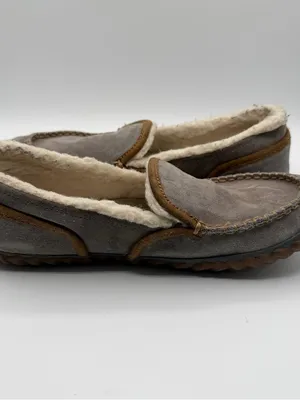 Sorel Tremblant Moc Slippers Womens 10 Gray Suede Fleece Lined Moccasins thumbnail 5
