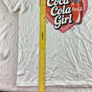 Source Unknown NWOT White Pink Hear "Coca Cola Girl" Graphic Cotton T-Shirt M thumbnail 5