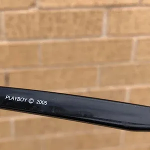 RARE Y2K Vintage 2005 Black Playboy Sunglasses Retro Preppy Goth Mcbling Classic Oval #Emo #Vampy #whimsygoth #biker #minimalist #grunge #streetwear #deadstock thumbnail 2