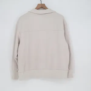 Avia Sweatshirt Womens L Pullover Cream Quarter-Zip Fleece Mock Neck Good thumbnail 4