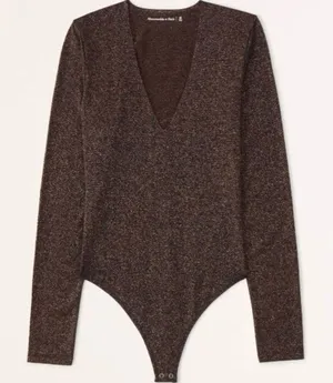 Abercrombie Shimmery Gold Long Sleeve Bodysuit thumbnail 1