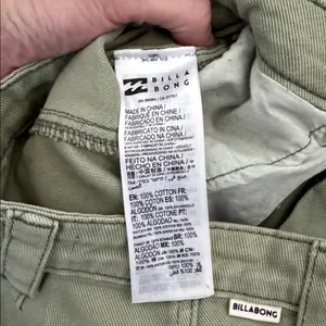 Billabong Wall To Wall Cargo Pants green denim straight leg loose fit baggy thumbnail 11