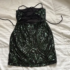 Windsor Black and Green Sequin Mini Dress thumbnail 3