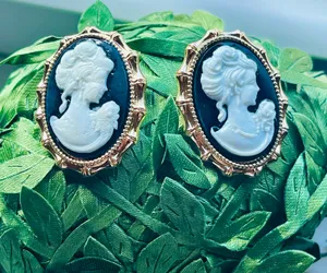 Anthropologie 14K Cameo Larger Earrings thumbnail 5