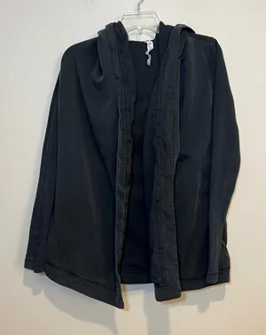 Lululemon Jacket Blissed Out‎ Wrap Open Front Black Organic Cotton Tencel Size 2 thumbnail 1
