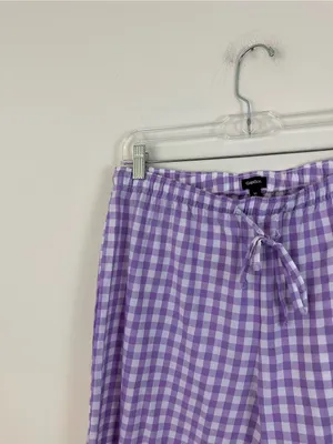 Gap Body Purple Gingham Plaid Poplin Cotton Pajama Pants Size Medium NWT thumbnail 3
