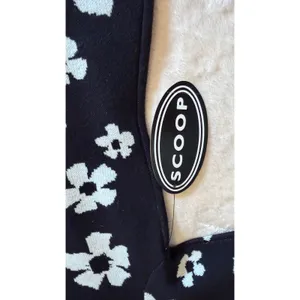 Scoop Black White Floral Knit Mock Neck Mini Sweater Dress SC2502152CM Womens M thumbnail 13