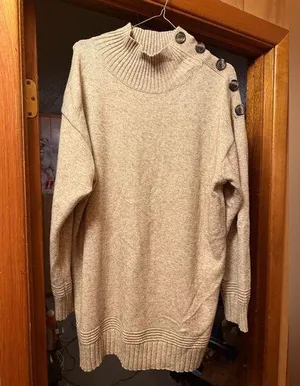 Women's Margarita Tunic Sweater Button Shoulder Size Large thumbnail 1