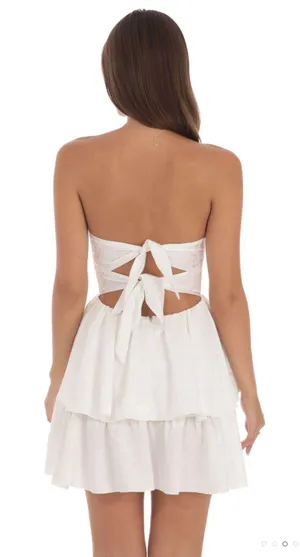 Lucy in the Sky Jacquard Corset Mini Dress in CREAM thumbnail 3