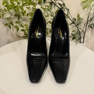 Auenthic Saint Laurent Square Toe Black Pump Heel Sandal Size 36 NIB thumbnail 2