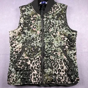 Great Northwest Indigo Leopard Camo Quilted Puffer Vest Green Large Gorpcore thumbnail 2