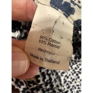 J.Crew Mushroom Print Pintuck Pleated Button‎ Front Blouse Navy White Y2K 82254 thumbnail 6