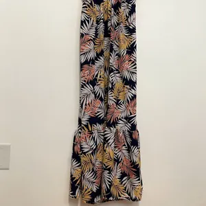 NEW NWT IRIS DISCOVERY Print Tank Maxi Dress Navy Blue Palm Leaf Leaves Floral S thumbnail 5