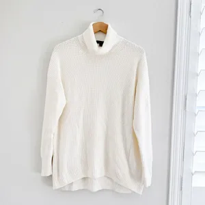 NEW J crew ribbed cotton cashmere relaxed turtleneck sweater in ivory Size M thumbnail 5