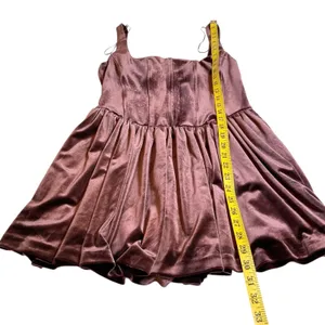 NWT Zara Bloggers Favorite Velvet Corset Mini Dress Maroon Size Medium thumbnail 8