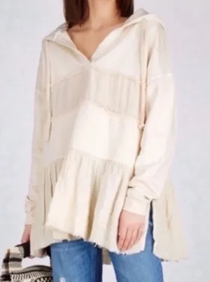 Free People‎ Sail Away With Me Hoodie Pullover Sweatshirt Boho Lagenlook Size XS thumbnail 1